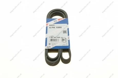 Ремень поликлиновой 6PK1555 BMW E36/34/39; FORD Escort; RENAULT 19 1,9D; VOLVO; ROVER BOSCH 1987947949
