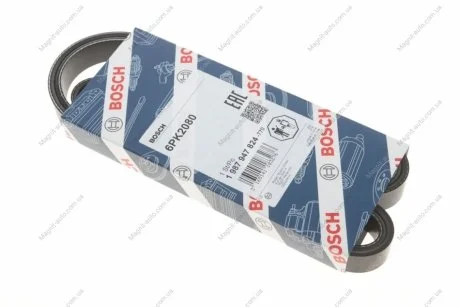 Ремень поликлиновой 6PK2080 BMW E46/60/65; FORD Mondeo; DB 2,3-3,6; JEEP Cherokee BOSCH 1987947824