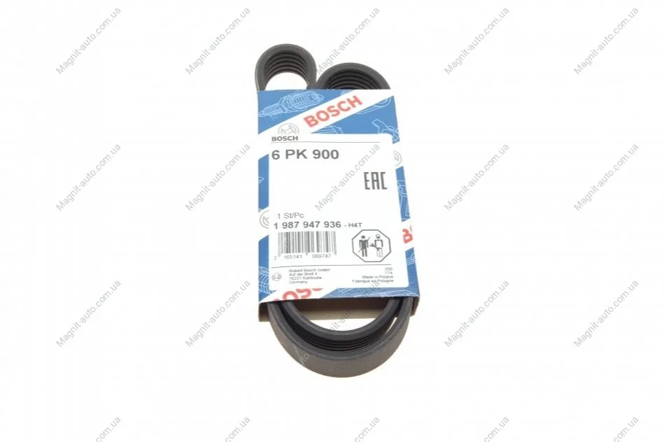 Ремінь поліклиновий 6PK900 BOSCH 1987947936 (фото 1)