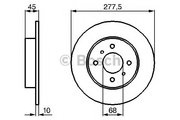 Диск тормозной задний лев/прав NISSAN PRIMERA 1.6-2.0LPG 06.96-07.02 BOSCH 0986479105 (фото 1)