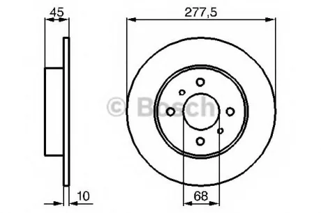 Диск тормозной задний лев/прав NISSAN PRIMERA 1.6-2.0LPG 06.96-07.02 BOSCH 0986479105