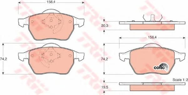 Гальмівні колодки дискові VOLKSWAGEN Passat/Passat Estate/Variant TRW GDB1376 (фото 1)