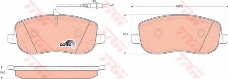 Комплект тормозных колодок, дисковый тормоз TRW GDB1503 (фото 1)