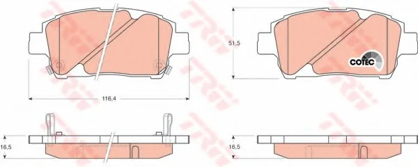 Гальмівні колодки дискові TOYOTA Celica/MR2/Prius/Yaris/Yaris (France made)/Yaris Verso/Yaris Verso TRW GDB3242 (фото 1)