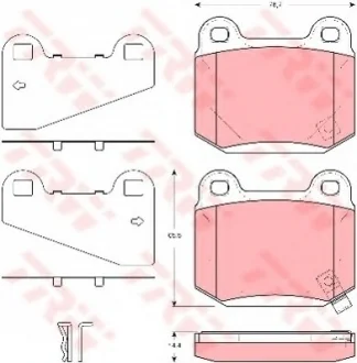 Комплект гальмівних колодок задній., MITSUBISHI LANCER VII NISSAN 350Z SUBARU BRZ, IMPREZA, WRX 2.0/2.5/3.5 12.00- TRW GDB3350