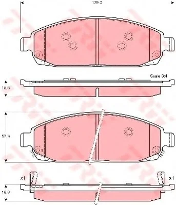 Комплект тормозных колодок переднего., JEEP COMMANDER, GRAND CHEROKEE II, GRAND CHEROKEE III 2.7D-5.7 10.04-10.11 TRW GDB4136 (фото 1)