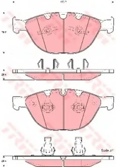Комплект гальмівних колодок переднього., BMW 5 (E60), 5 (E61), 6 (E63), 6 (E64), 7 (E65, E66, E67) ROLLS-ROYCE PHANTOM VII, PHANTOM VII DROPHEAD 3.0D-6.75 01.03-07.17 TRW GDB1558