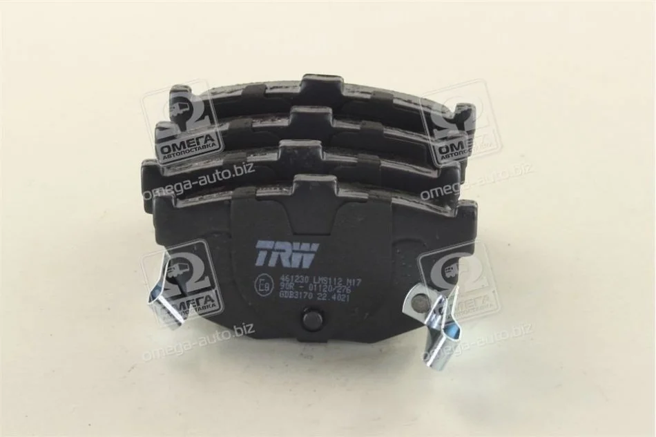 Комплект тормозных колодок задн., HYUNDAI COUPE I, COUPE II, ELANTRA III, GETZ, LANTRA I, LANTRA II, S, TIBURON NISSAN BLUEBIRD, MAXIMA III 1.1-3.0 11.83- TRW GDB3170 (фото 1)