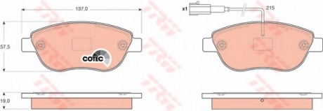 Комплект тормозных колодок, дисковый тормоз TRW GDB1655 (фото 1)