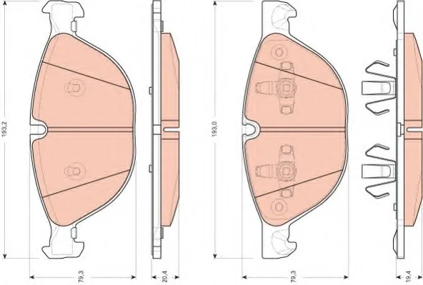 Комплект тормозных колодок переднего., BMW X5 (E70), X5 (F15, F85), X6 (E71, E72), X6 (F16, F86) 3.0-4.8 10.06-07.19 TRW GDB1728 (фото 1)