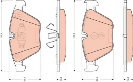 Комплект гальмівних колодок переднього., BMW 3 (E90), 3 (E91), 3 (E92), 3 (E93), X1 (E84) 1.6-3.0 12.04-06.15 TRW GDB1729