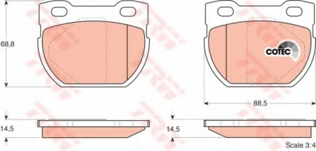 Комплект гальмівних колодок задн, LAND ROVER 110/127, DEFENDER 2.4D-4.0 09.86-02.16 TRW GDB1209