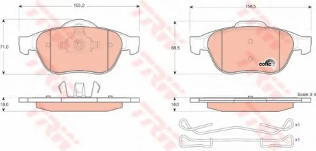 Тормозные колодки дисковые RENAULT Espace/Grand Espace/Laguna/Laguna Estate/Break/Scenic RX4 TRW GDB1468