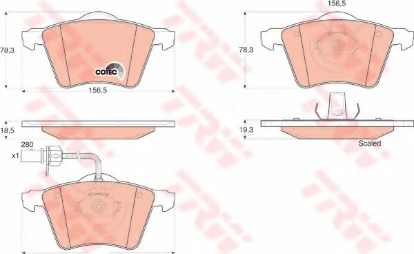 Комплект тормозных колодок переднего., FORD GALAXY I, GALAXY MK I SEAT ALHAMBRA VW SHARAN 1.8-2.8 03.95-03.10 TRW GDB1538 (фото 1)
