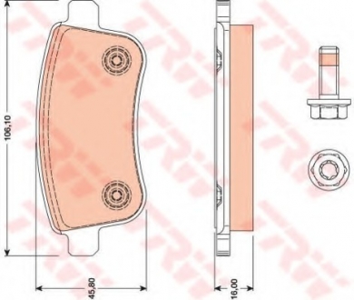 Комплект тормозных колодок, дисковый тормоз TRW GDB1791 (фото 1)