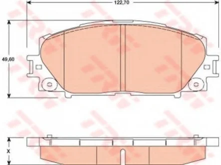 Тормозные колодки дисковые TOYOTA Yaris "F "06>> TRW GDB3459