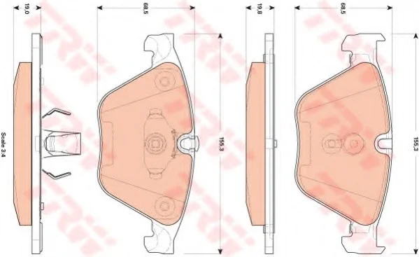Тормозные колодки дисковые BMW 5(F10/11)/7 "F "10>> TRW GDB1854 (фото 1)