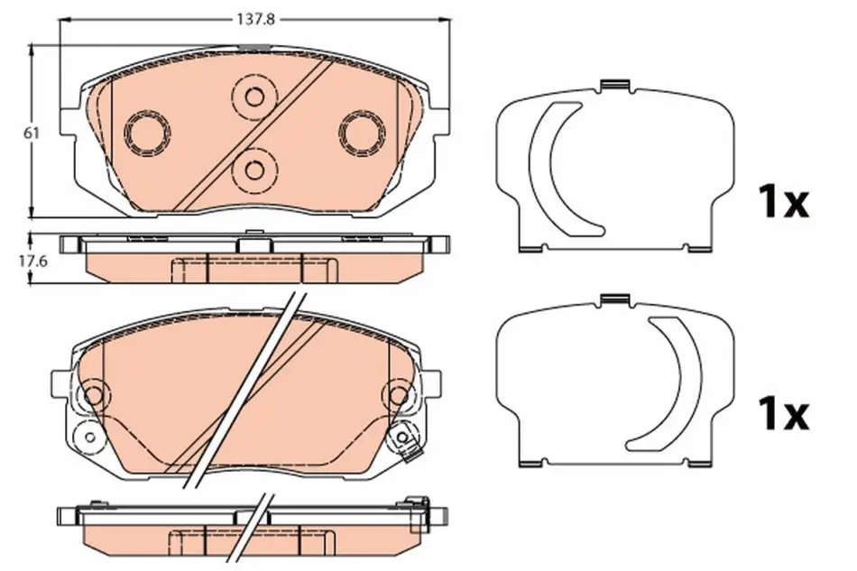 Тормозные колодки дисковые HYUNDAI/KIA ix35/Soul/Sportage "F 10>> TRW GDB3647 (фото 1)