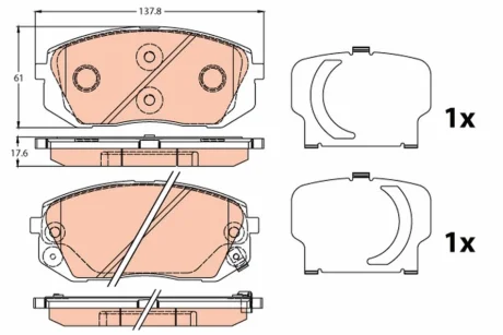 Гальмівні колодки дискові HYUNDAI/KIA ix35/Soul/Sportage "F 10>> TRW GDB3647