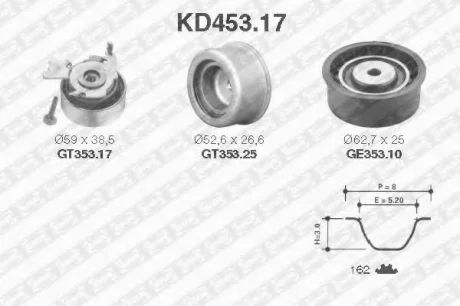 Рем. Комплект ГРМ: ремень + ролики NTN SNR SNR NTN KD453.17