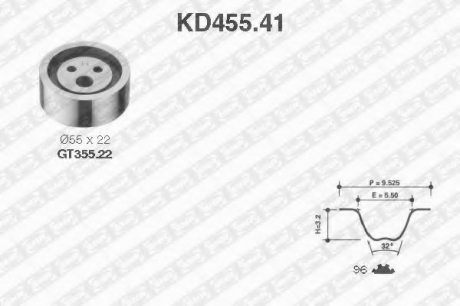 Рем. Комплект ГРМ: ремень + ролики NTN SNR SNR NTN KD455.41