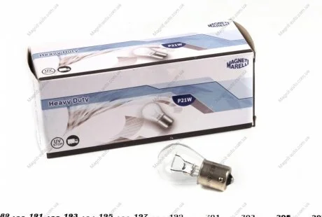 Автолампа Magneti Marelli Heavy Duty P21W BA15s 21 W прозрачная MAGNETI MARELLI 008561100000