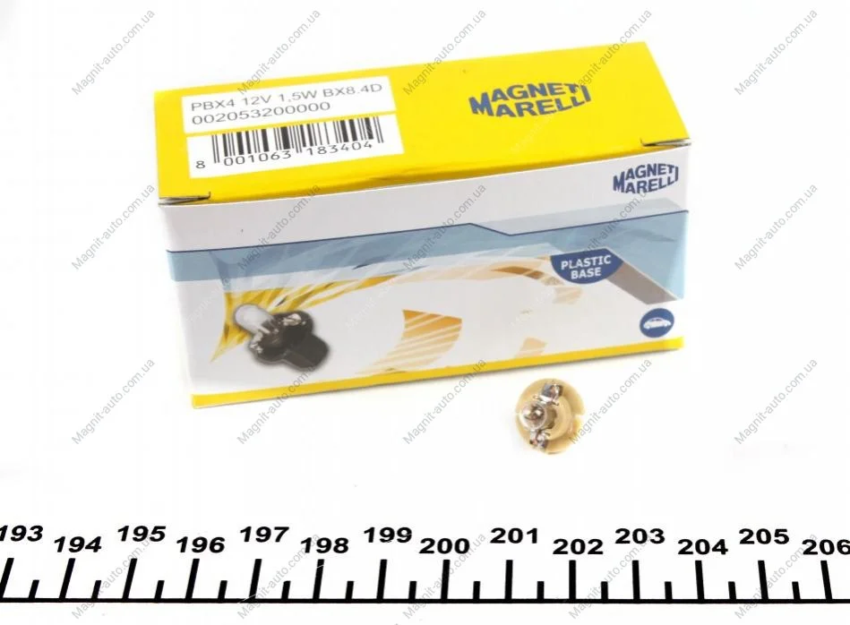 Автолампа Magneti Marelli B2, 4W BX8, 4d 1,5 W прозора MAGNETI MARELLI 002053200000 (фото 1)