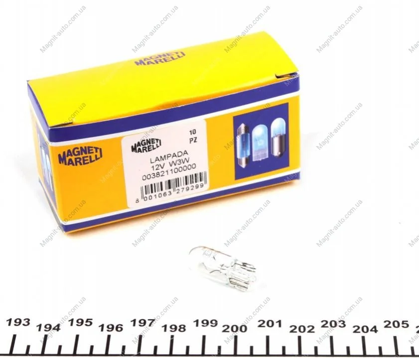 Автолампа Magneti Marelli W3W W2,1x9,5d 3 W прозрачная MAGNETI MARELLI 003821100000 (фото 1)