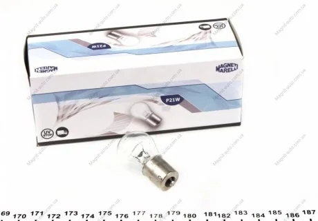 Автолампа Magneti Marelli P21W BA15s 21 W прозрачная MAGNETI MARELLI 008511100000