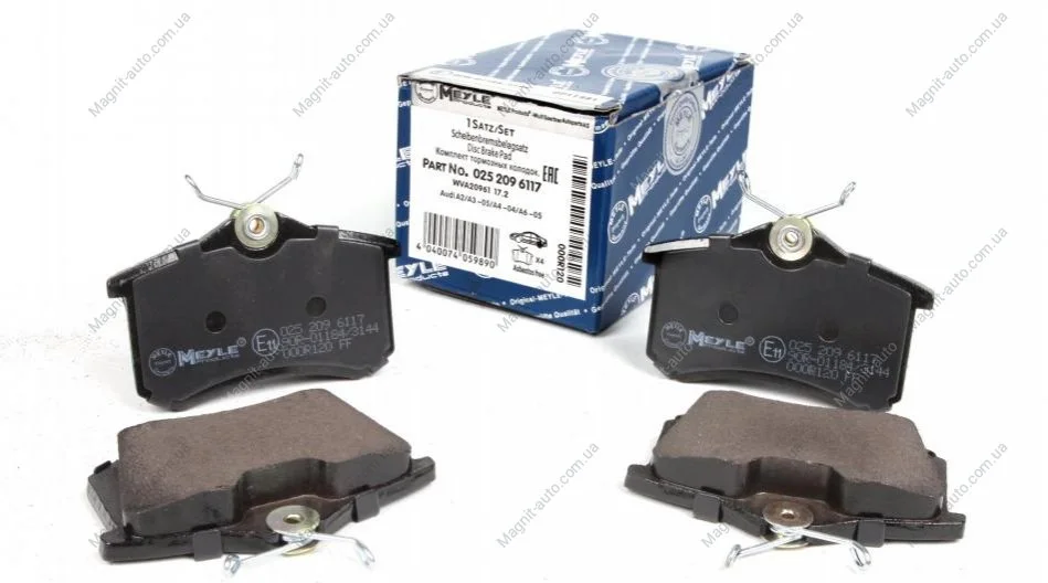 Колодки тормозные, задние, (тип TRW) 04- (L=87mm) MEYLE 025 209 6117 (фото 1)