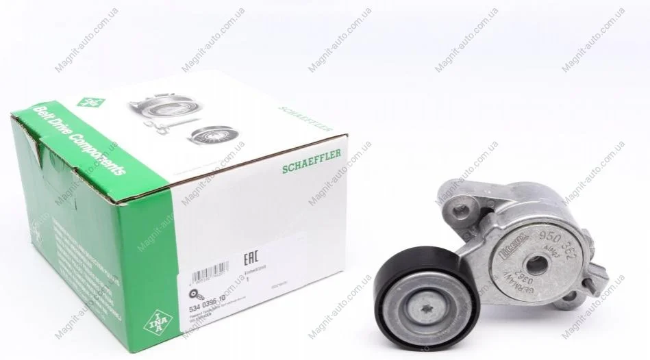 Натягувач ременя генератора, 1.4 TFSI (58x20mm) Ibiza\Fabia\Jetta, Golf, Passat 06- INA 534039610 (фото 1)