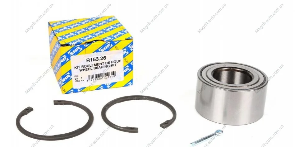 Подшипник ступицы (к-кт), OPEL Astra F/Omega B/Vectra A/B 1.6-2.6 i/D/TD/16V 91-03 SNR NTN R153.26 (фото 1)