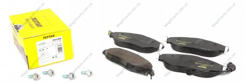 Комплект тормозных колодок переднего., SEAT ALHAMBRA SKODA OCTAVIA III, SUPERB II, SUPERB III VW ARTEON, ARTEON SHOOTING BRAKE, CADDY V, CC B7, GOLF VII, PASSAT ALLTRACK B8 1.0-3.6 02.08- TEXTAR 2473801 (фото 1)
