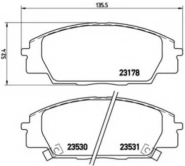 Комплект гальмівних колодок, дискове гальмо BREMBO P28032