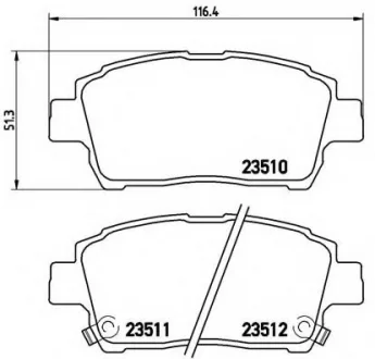 Тормозные колодки пер. Toyota Yaris/Prius 99-05 (akebono) BREMBO P83051