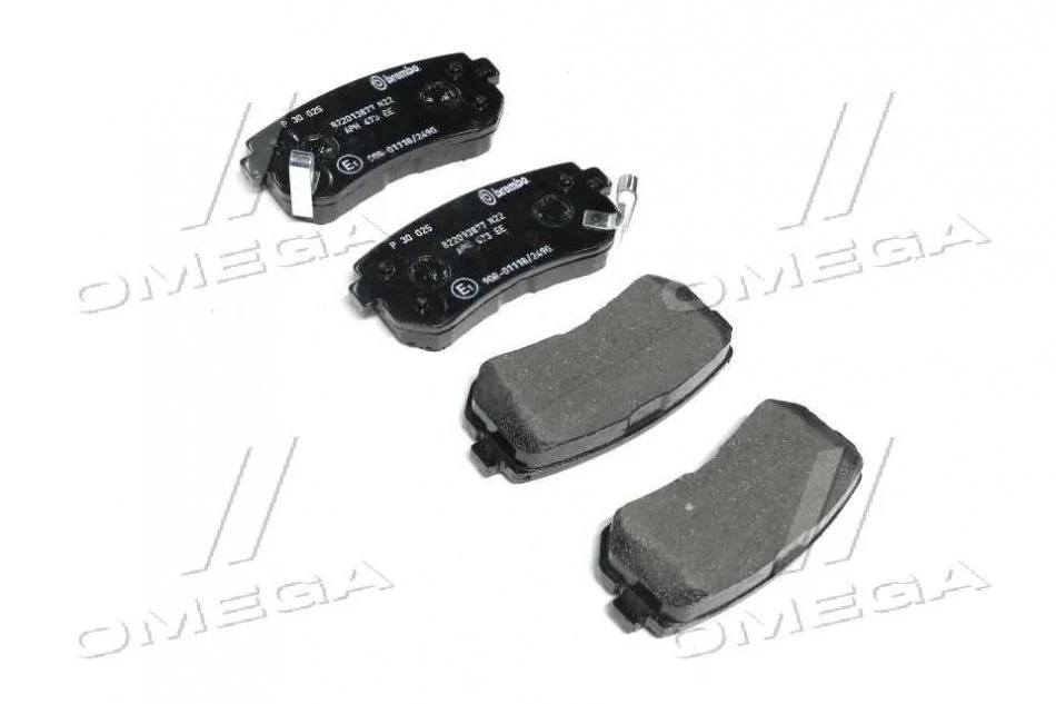 Гальмівні колодки зад. Hyundai i30 07-, Kona 17-, Tucson 18-, Kia Ceed 06-, Sportage 04- (Mando) BREMBO P30025 (фото 1)