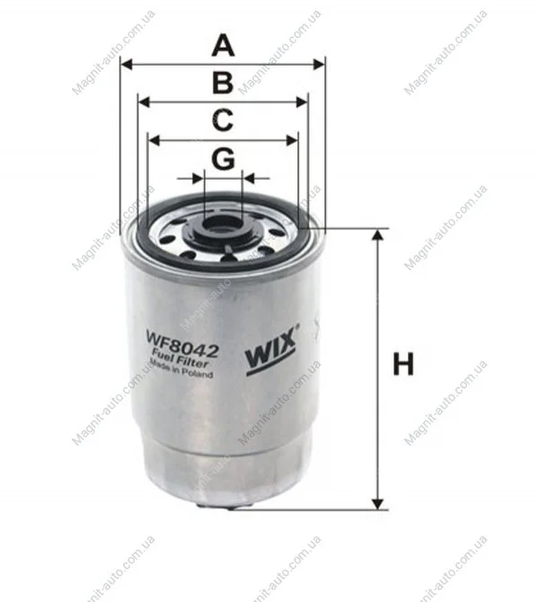 Фильтр топливный, 1.9/2.0/2.2/2.5/2.8D/TDI/HDi WIX FILTERS WF8042 (фото 1)