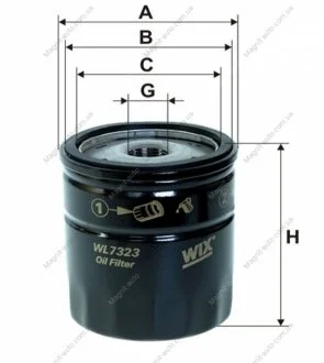 Фільтр оливний, Focus Cabrio, Focus C-Max, Focus II, Galaxy II, Maverick II, Mondeo III (00-07), Mo WIX FILTERS WL7323