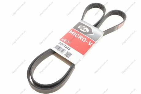Ремінь генератора Ducato/Boxer 2.2HDi 06>(+AC) Doblo 1.3D Multijet 04> (+AC) Gates 6PK1670