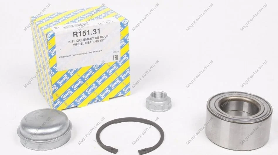 Комплект підшипника переднього колеса.. MERCEDES A (W168), E (W212), VANEO (414) 1.4-2.5 97-11 SNR NTN R151.31 (фото 1)
