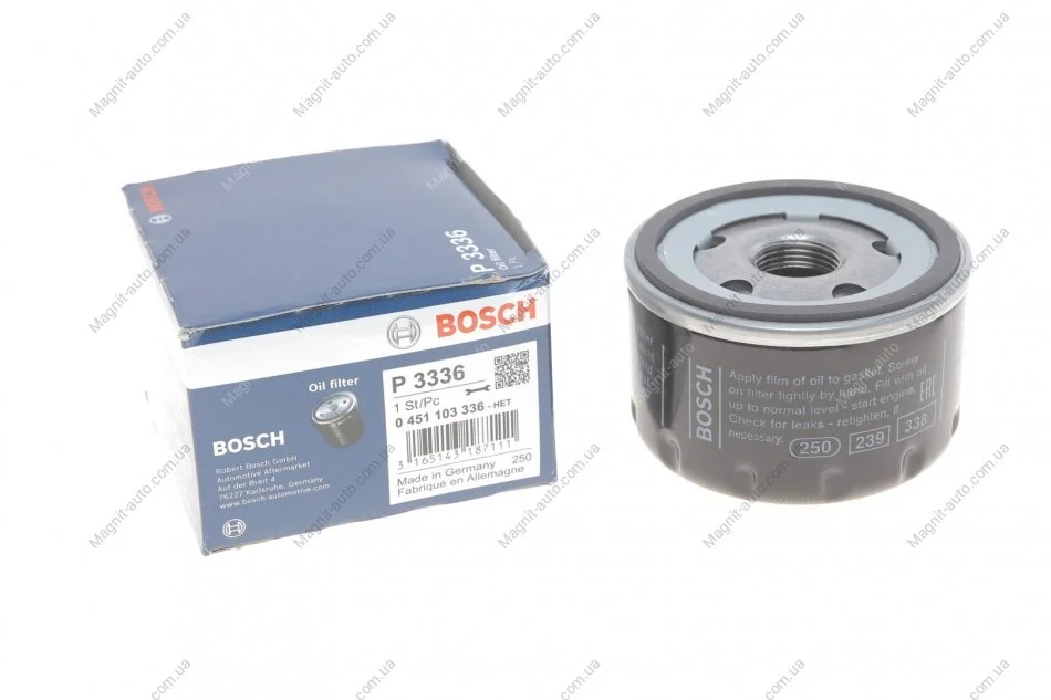 Фільтр масляний 3336 DACIA/RENAULT Logan/Sandero \'\'04>> - кратн. 10 шт BOSCH 0451103336 (фото 1)