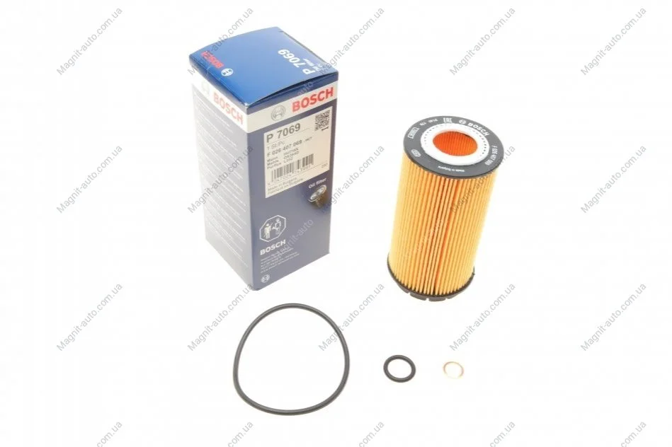 Фильтр масляный, HYUNDAI/KIA Elantra, Santa Fe, Tucson, Sportage, 2.2CRDI, 01- BOSCH F026407069 (фото 1)