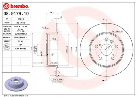 Диск тормозной BREMBO 08.9179.10
