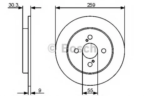 Диск тормозной задний лев/прав TOYOTA IQ, RACTIS, YARIS, YARIS / VIOS 1.0-1.8 08.05- BOSCH 0986479420