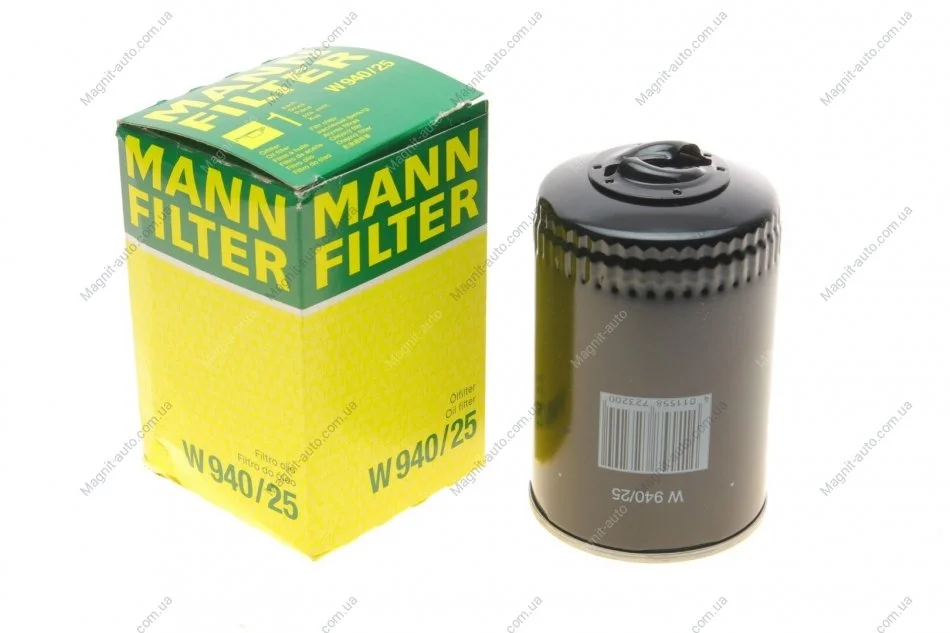 Фильтр масляный, 80, 90, 100, A6, Passat, GolfIII, Ibiza, Polo, 1.6-1.9D, 78-01 MANN W 940/25 (фото 1)