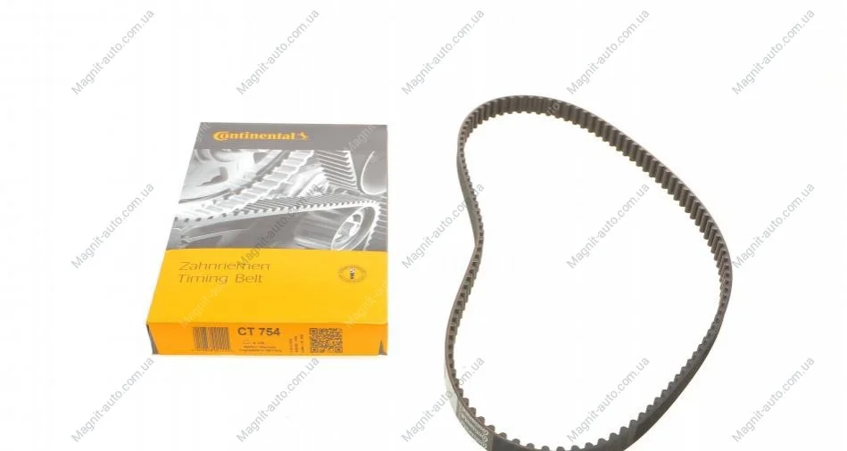 Ремінь ГРМ CITROEN BERLINGO, BX, EVASION, XANTIA, XM, XSARA, ZX FIAT ULYSSE LANCIA ZETA PEUGEOT 205 I, 205 II, 306, 309 I, 309 II, 405 I, 405 II, 406, 605, 806, EXPERT 1.6-2.0 10.82-10.04 Contitech CT754 (фото 1)