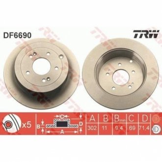 Тормозной диск TRW DF6690 (фото 1)