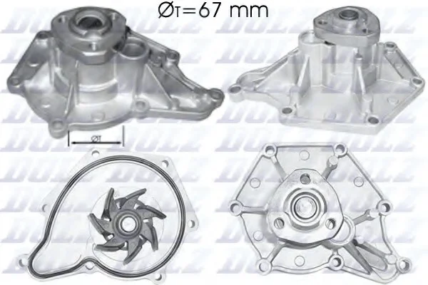 Насос водяний, AUDI A4, A5, A6, A8, Q5, Q7; PORSCHE Cayenne; VW Touareg; 2.4-3.0TDI/TFSI DOLZ A213 (фото 1)