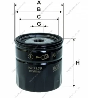 Фильтр масляный DAEWOO LANOS, CHEVROLET LACETTI, AVEO, NUBIRA /OP570 (WIX-Filtron) WIX FILTERS WL7129