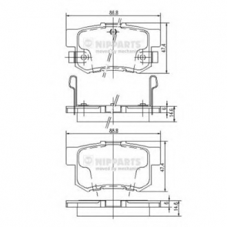 Колодки тормозные диск. Honda CIVIC V, VI, VII, VIII; ACCORD; PRELUDE; LEGEND NIPPARTS J3614008 (фото 1)